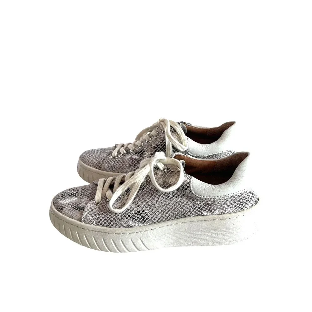 Sofft Womens Parkyn Natural Snake Leather Round Toe Sneakers - Size 7.5 M